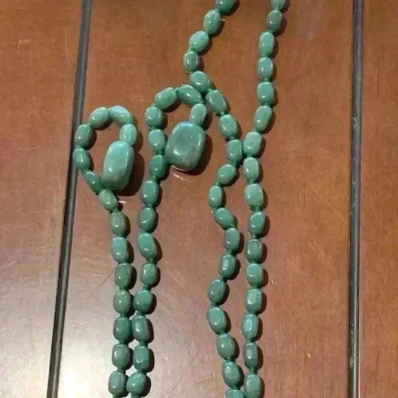 Vintage Strand Oval Nuggets Shape Stone Beads Natural Green  Stone - Picture 7 of 10
